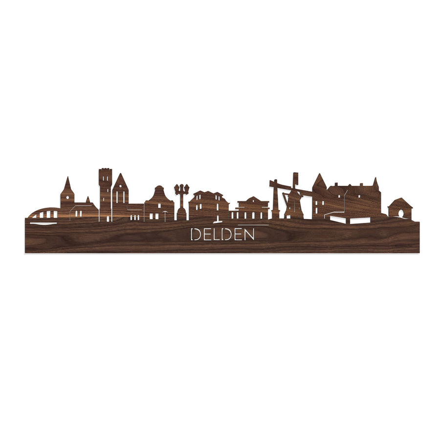 Skyline Delden Noten houten cadeau decoratie relatiegeschenk van WoodWideCities