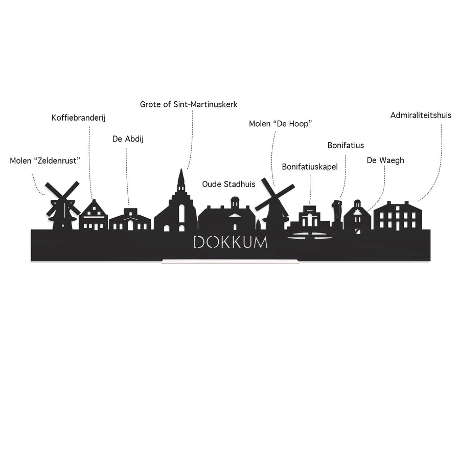 Skyline Dokkum Palissander houten cadeau decoratie relatiegeschenk van WoodWideCities