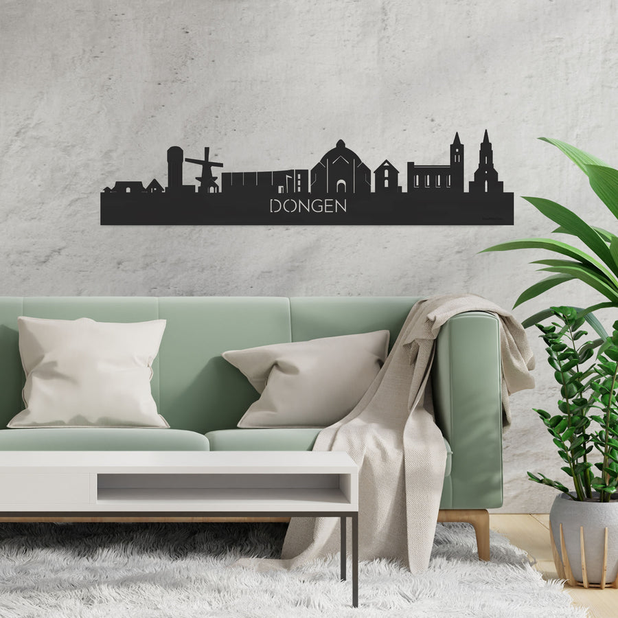 Skyline Dongen Zwart houten cadeau decoratie relatiegeschenk van WoodWideCities