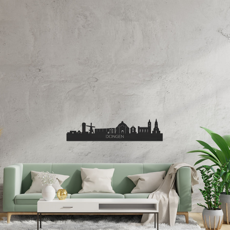 Skyline Dongen Zwart houten cadeau decoratie relatiegeschenk van WoodWideCities