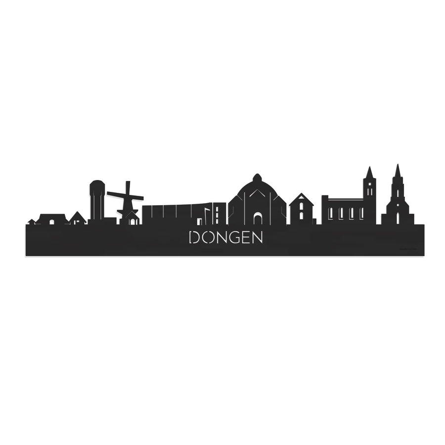 Skyline Dongen Zwart houten cadeau decoratie relatiegeschenk van WoodWideCities