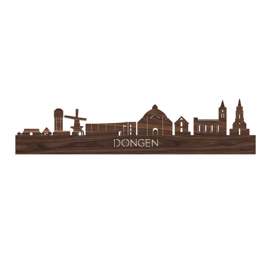 Skyline Dongen Noten houten cadeau decoratie relatiegeschenk van WoodWideCities