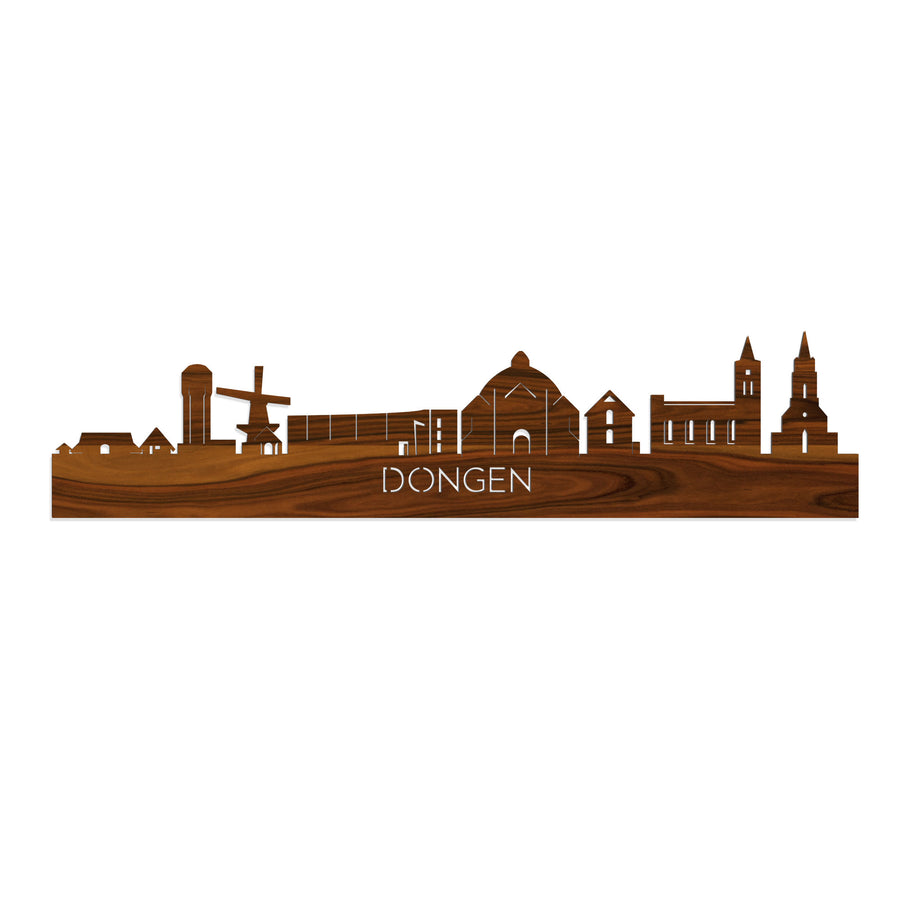 Skyline Dongen Palissander houten cadeau decoratie relatiegeschenk van WoodWideCities