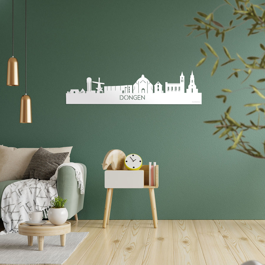 Skyline Dongen Wit glanzend gerecycled kunststof cadeau decoratie relatiegeschenk van WoodWideCities