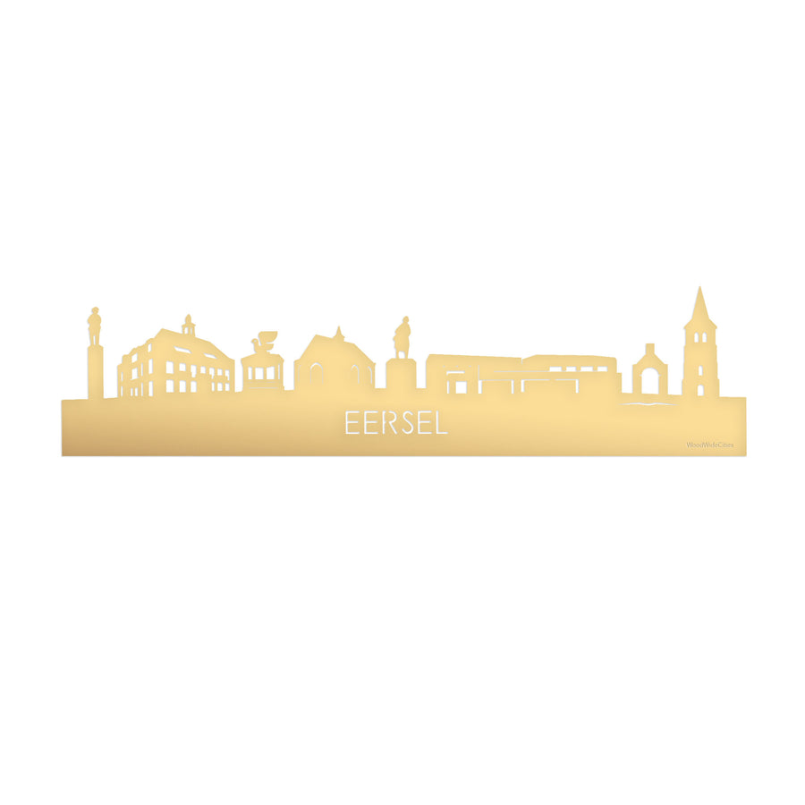 Skyline Eersel Metallic Goud gerecycled kunststof cadeau decoratie relatiegeschenk van WoodWideCities
