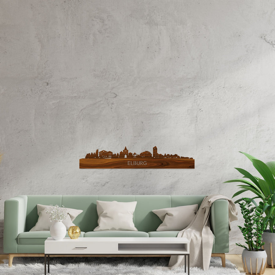 Skyline Elburg Palissander houten cadeau decoratie relatiegeschenk van WoodWideCities