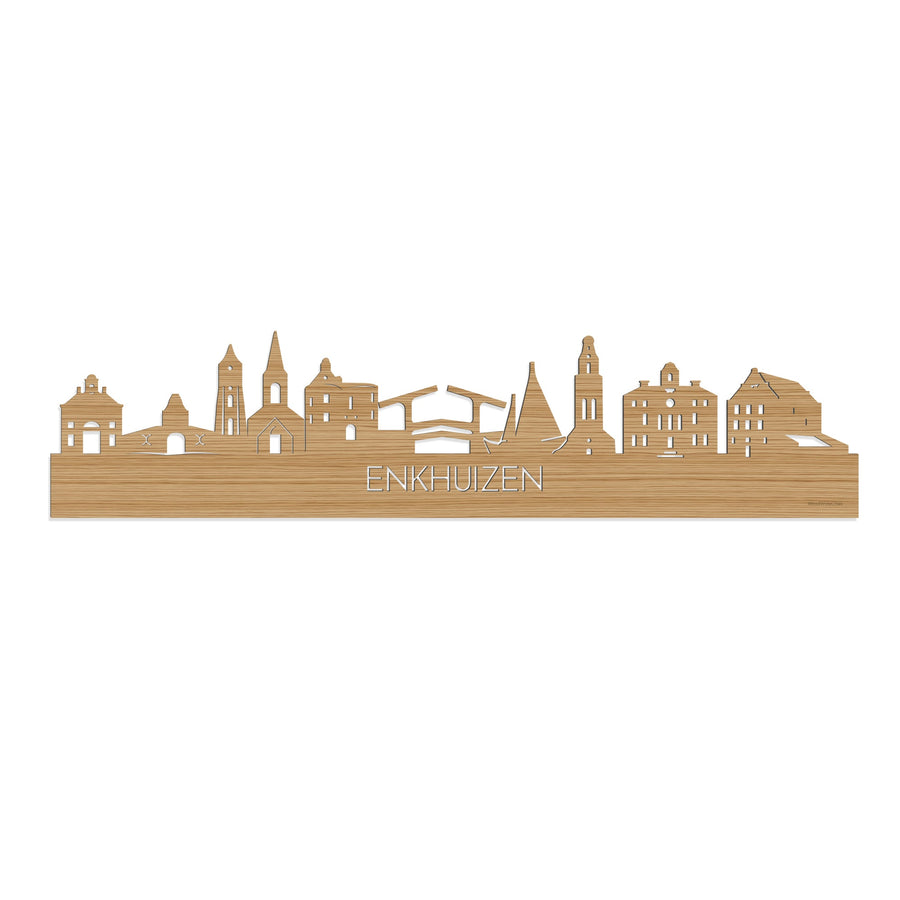 Skyline Enkhuizen Bamboe houten cadeau decoratie relatiegeschenk van WoodWideCities
