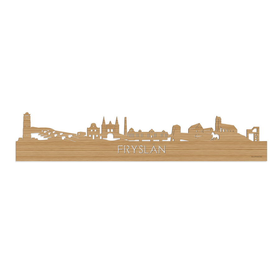 Skyline Fryslan Bamboe houten cadeau decoratie relatiegeschenk van WoodWideCities