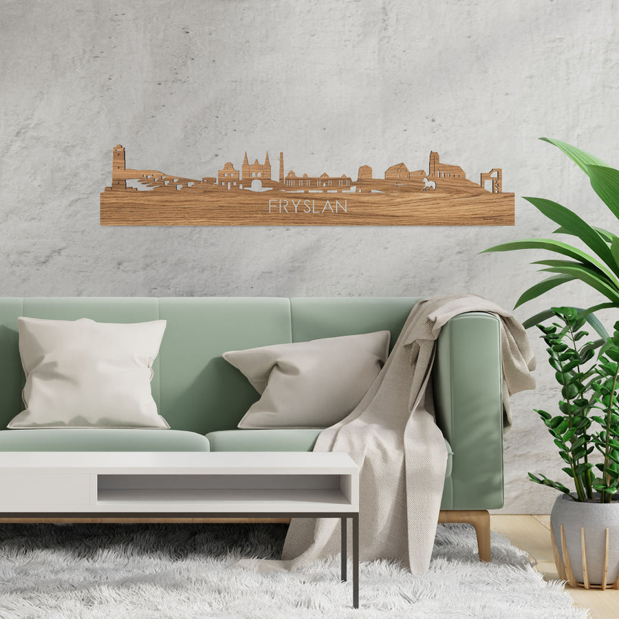 Skyline Fryslan Eiken houten cadeau decoratie relatiegeschenk van WoodWideCities