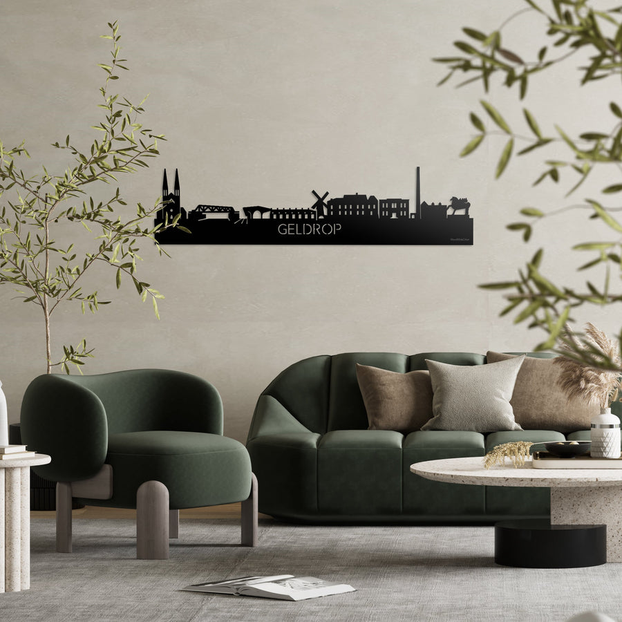 Skyline Geldrop Zwart glanzend gerecycled kunststof cadeau decoratie relatiegeschenk van WoodWideCities