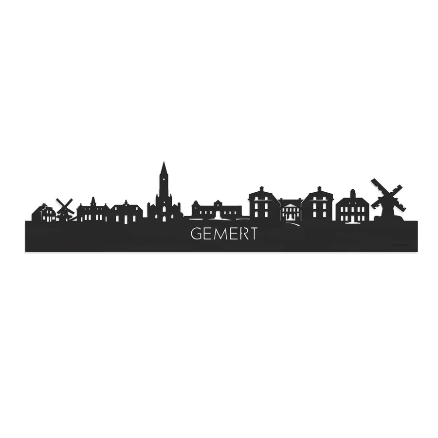 Skyline Gemert Zwart houten cadeau decoratie relatiegeschenk van WoodWideCities
