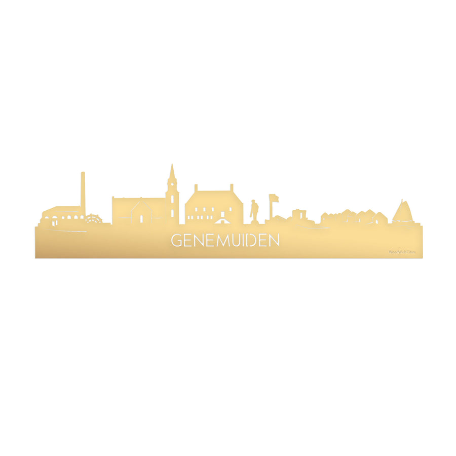 Skyline Genemuiden Metallic Goud gerecycled kunststof cadeau decoratie relatiegeschenk van WoodWideCities