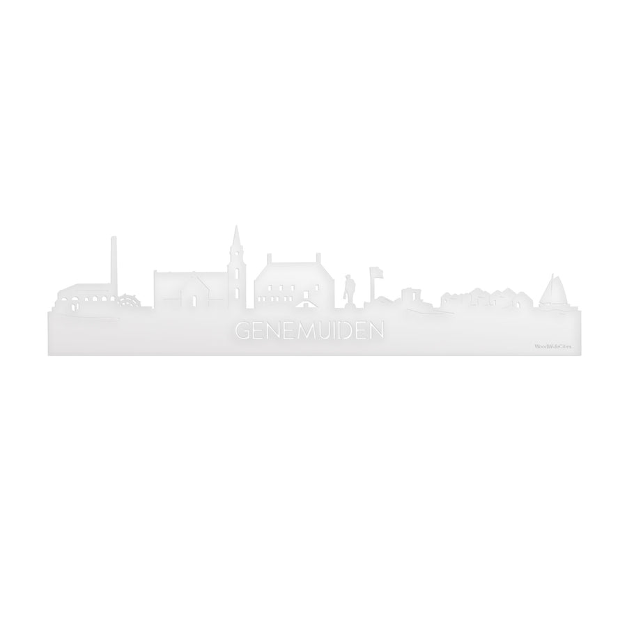 Skyline Genemuiden Wit glanzend gerecycled kunststof cadeau decoratie relatiegeschenk van WoodWideCities