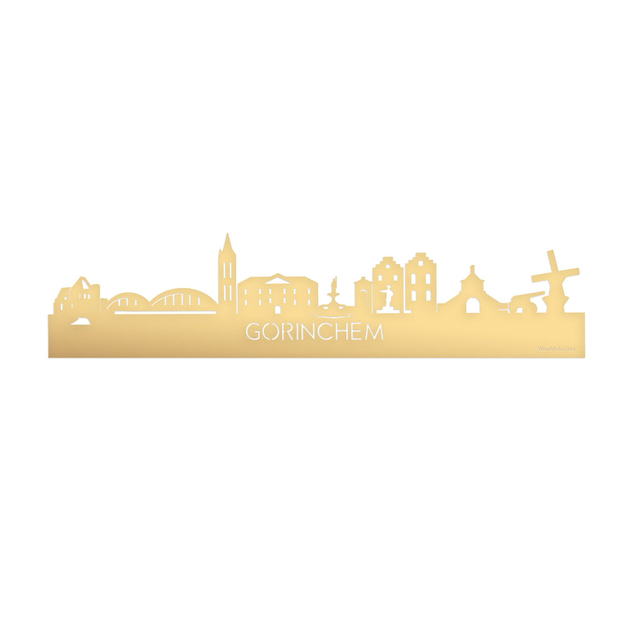 Skyline Gorinchem Metallic Goud gerecycled kunststof cadeau decoratie relatiegeschenk van WoodWideCities