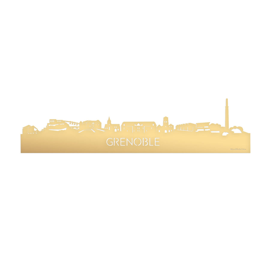 Skyline Grenoble Metallic Goud gerecycled kunststof cadeau decoratie relatiegeschenk van WoodWideCities