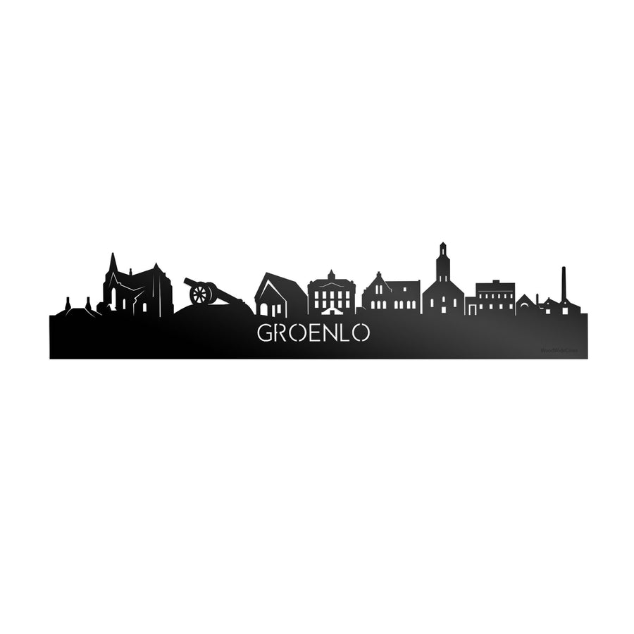 Skyline Groenlo Zwart glanzend gerecycled kunststof cadeau decoratie relatiegeschenk van WoodWideCities