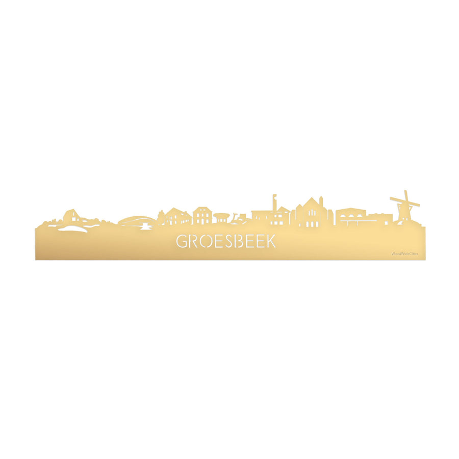 Skyline Groesbeek Metallic Goud gerecycled kunststof cadeau decoratie relatiegeschenk van WoodWideCities
