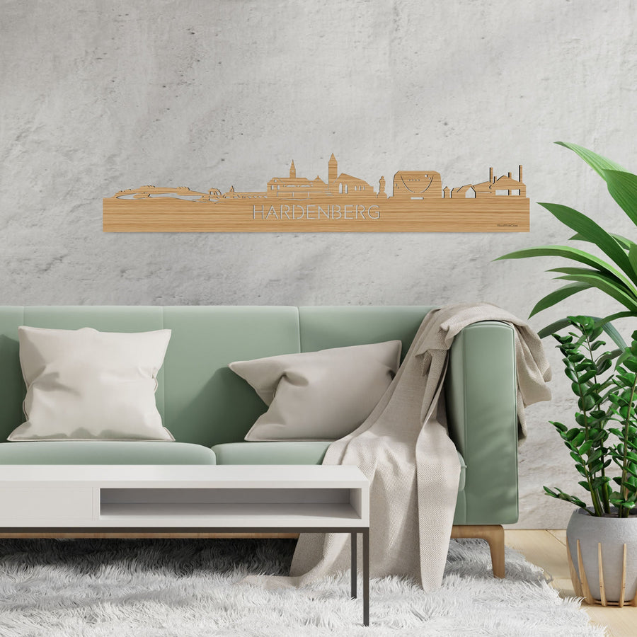 Skyline Hardenberg Bamboe houten cadeau decoratie relatiegeschenk van WoodWideCities
