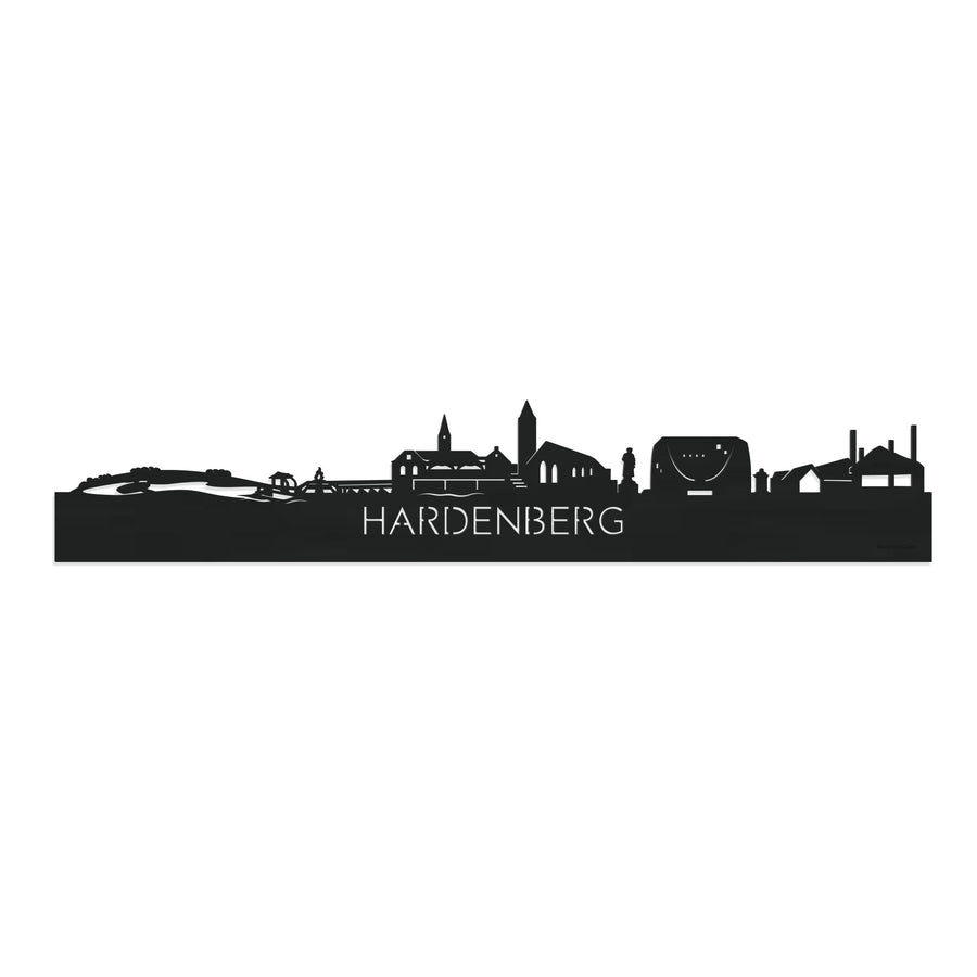 Skyline Hardenberg Zwart houten cadeau decoratie relatiegeschenk van WoodWideCities
