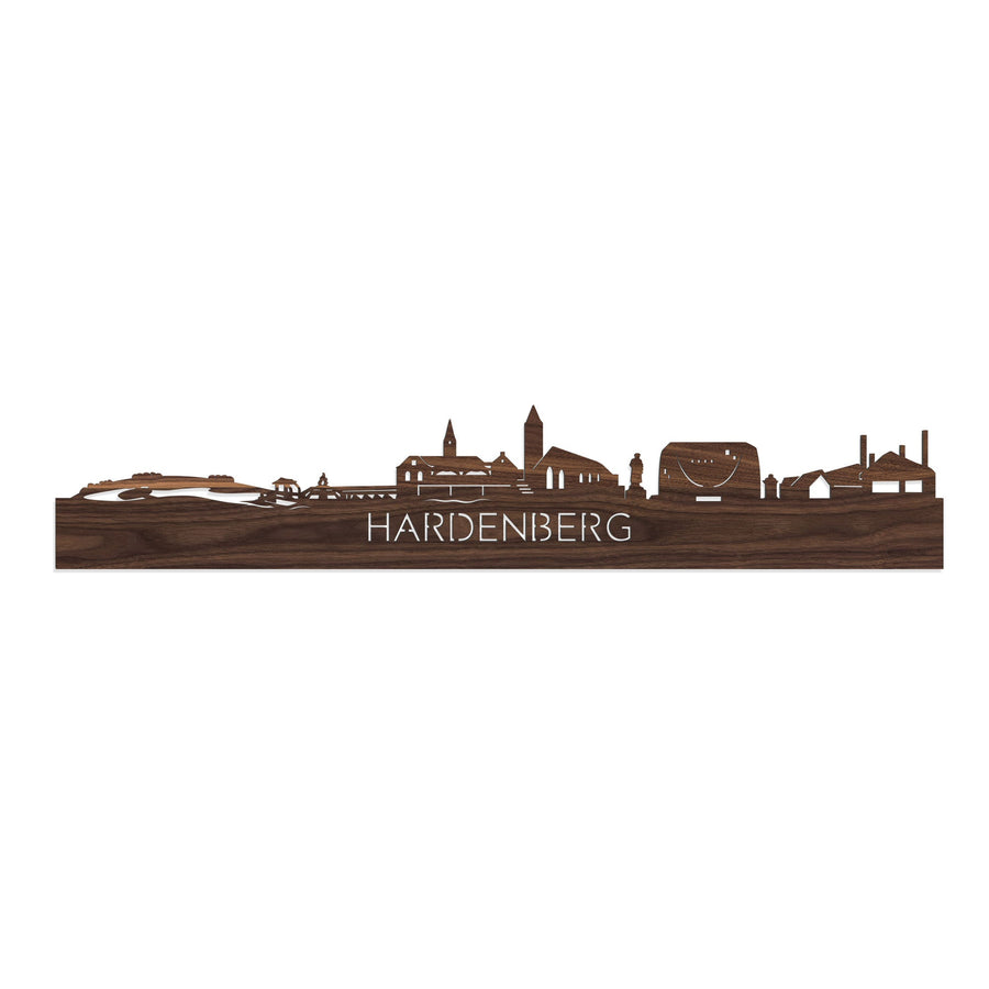 Skyline Hardenberg Noten houten cadeau decoratie relatiegeschenk van WoodWideCities