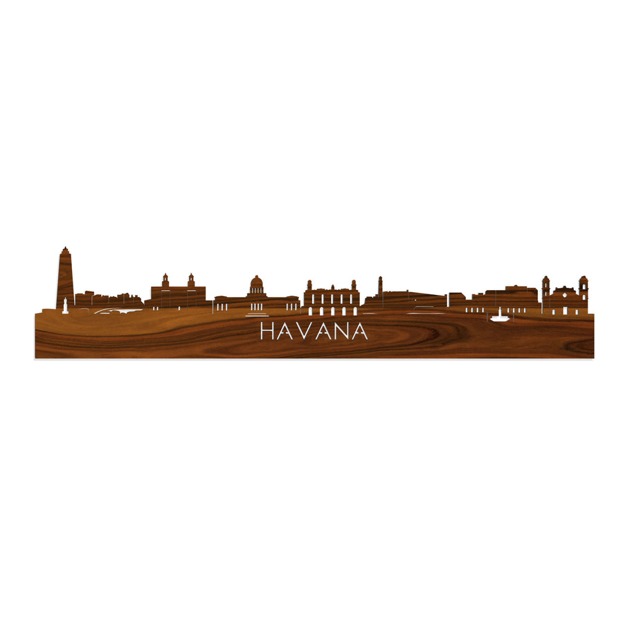 Skyline Havana Palissander houten cadeau decoratie relatiegeschenk van WoodWideCities