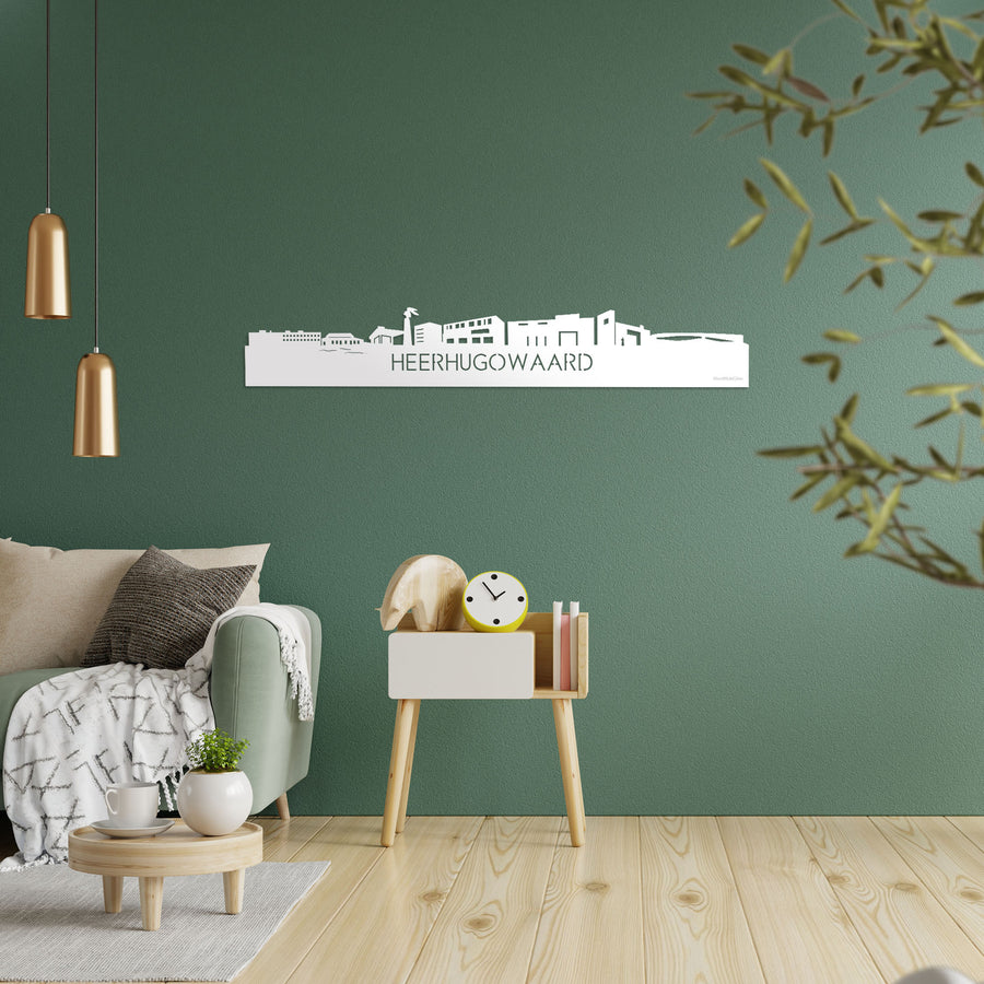 Skyline Heerhugowaard Wit glanzend gerecycled kunststof cadeau decoratie relatiegeschenk van WoodWideCities