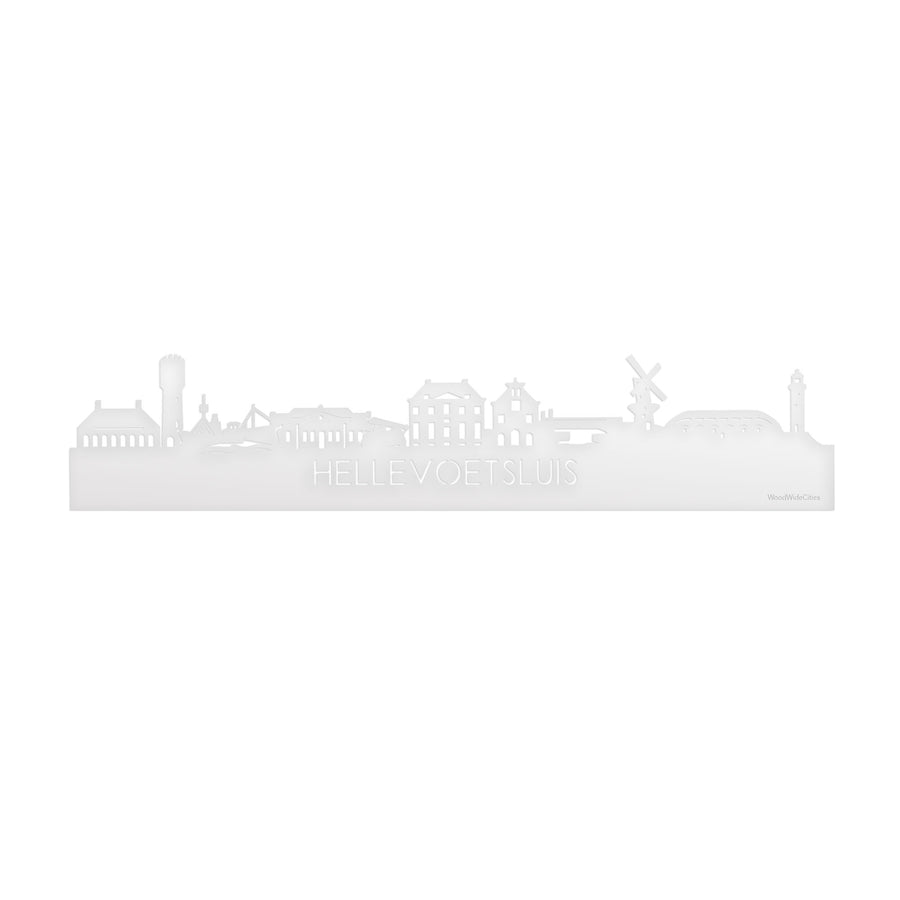 Skyline Hellevoetsluis Wit glanzend gerecycled kunststof cadeau decoratie relatiegeschenk van WoodWideCities