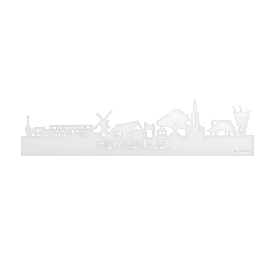 Skyline Hilvarenbeek Wit glanzend gerecycled kunststof cadeau decoratie relatiegeschenk van WoodWideCities