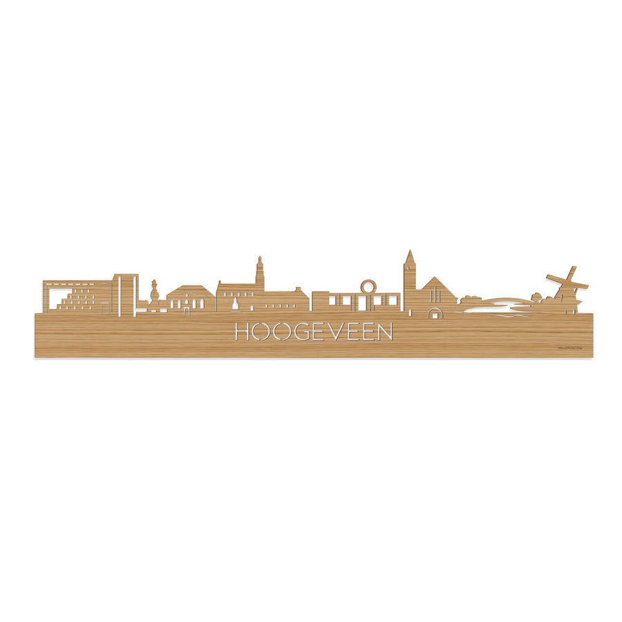 Skyline Hoogeveen Bamboe houten cadeau decoratie relatiegeschenk van WoodWideCities