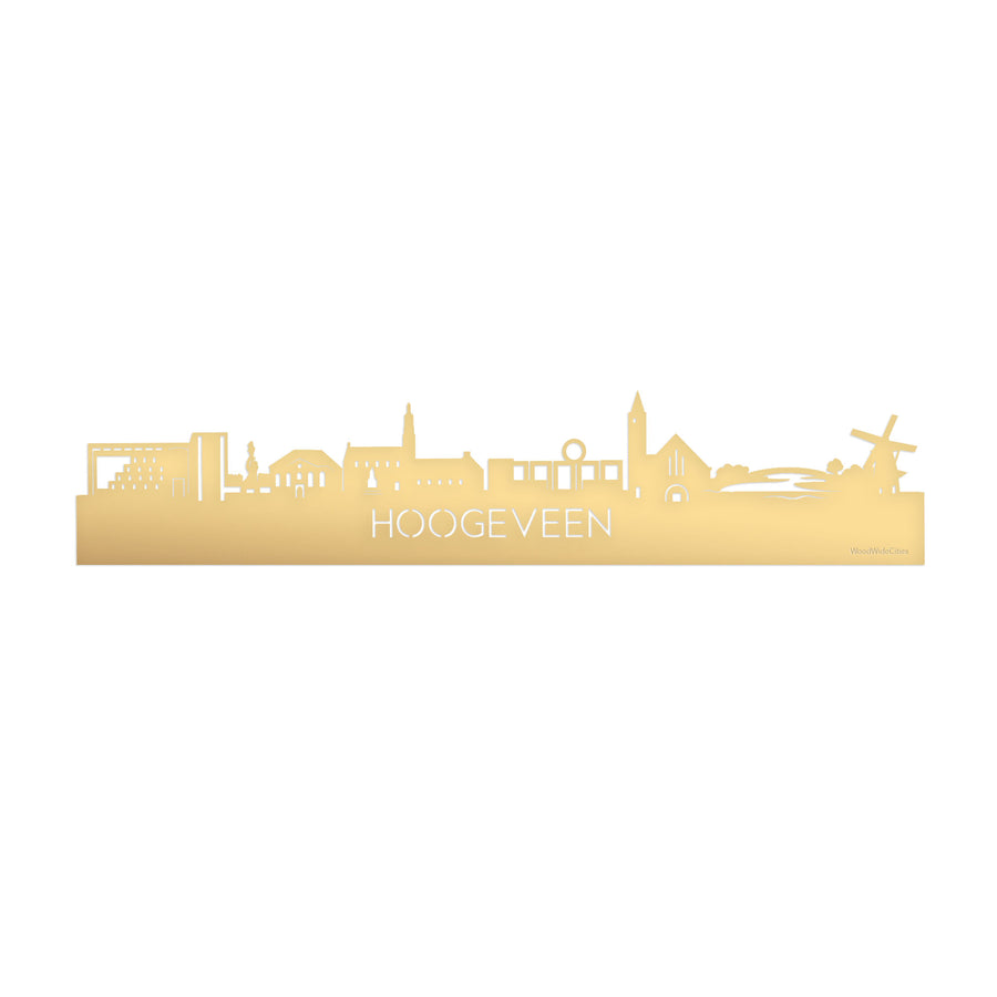 Skyline Hoogeveen Metallic Goud gerecycled kunststof cadeau decoratie relatiegeschenk van WoodWideCities