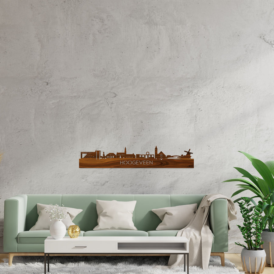 Skyline Hoogeveen Palissander houten cadeau decoratie relatiegeschenk van WoodWideCities