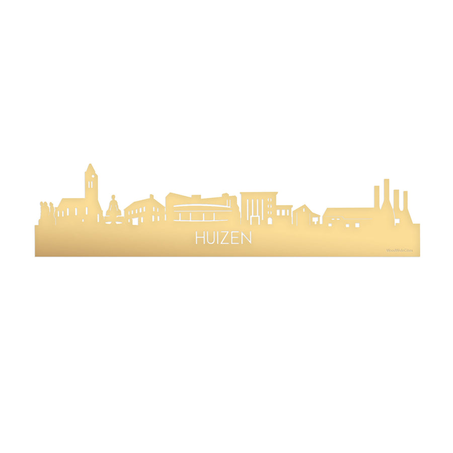 Skyline Huizen Metallic Goud gerecycled kunststof cadeau decoratie relatiegeschenk van WoodWideCities