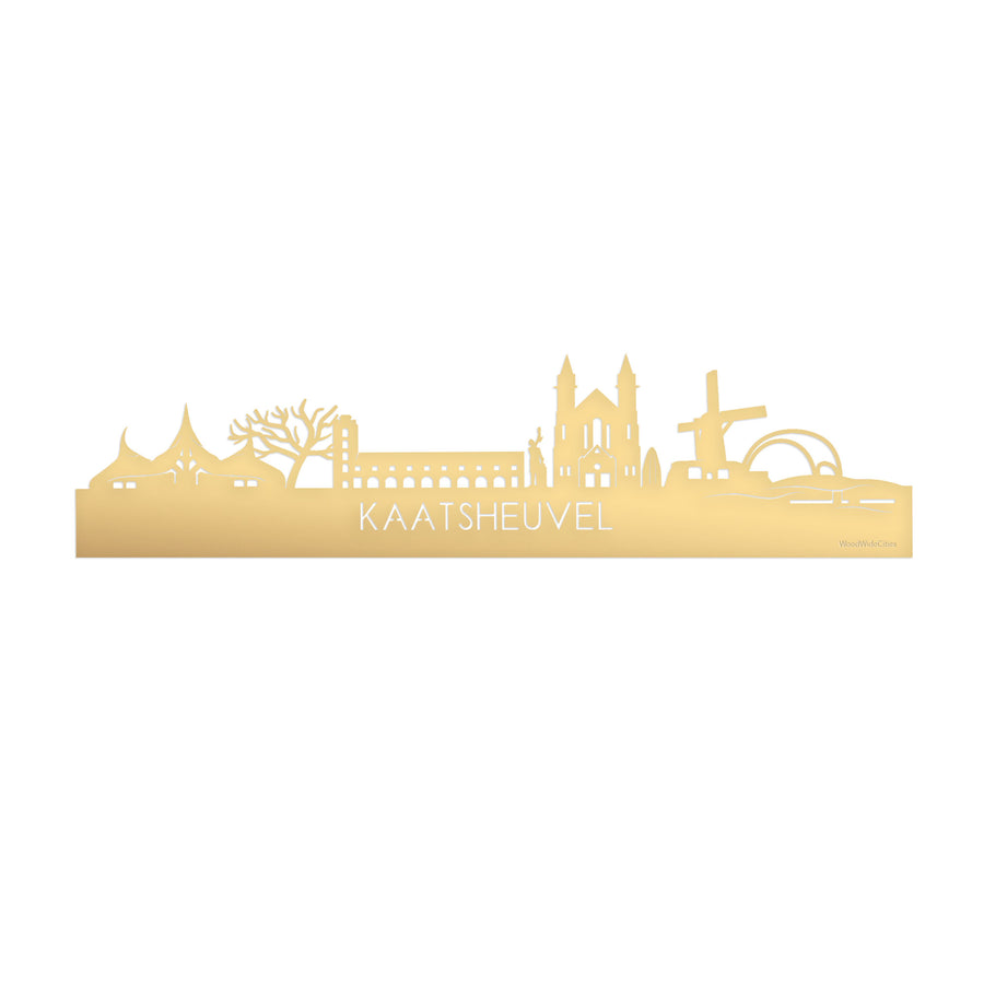 Skyline Kaatsheuvel Metallic Goud gerecycled kunststof cadeau decoratie relatiegeschenk van WoodWideCities