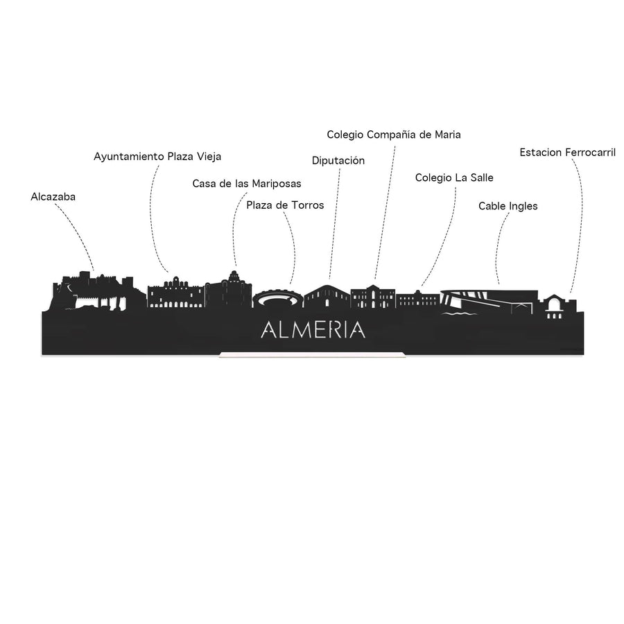Skyline Klok Almeria Noten houten cadeau decoratie relatiegeschenk van WoodWideCities
