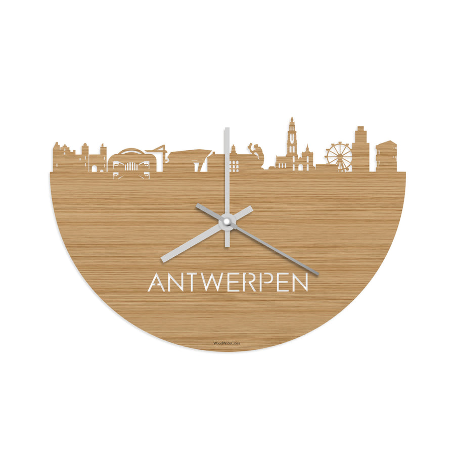 Skyline Klok Antwerpen Bamboe houten cadeau decoratie relatiegeschenk van WoodWideCities