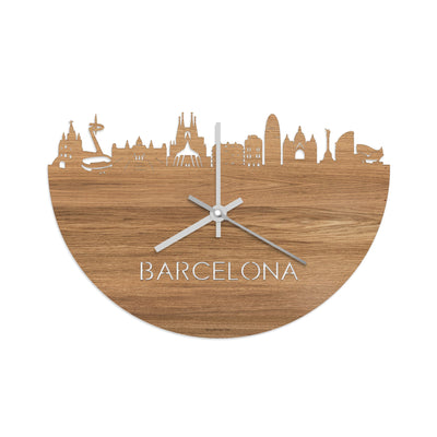 Skyline Clock Barcelona Oak