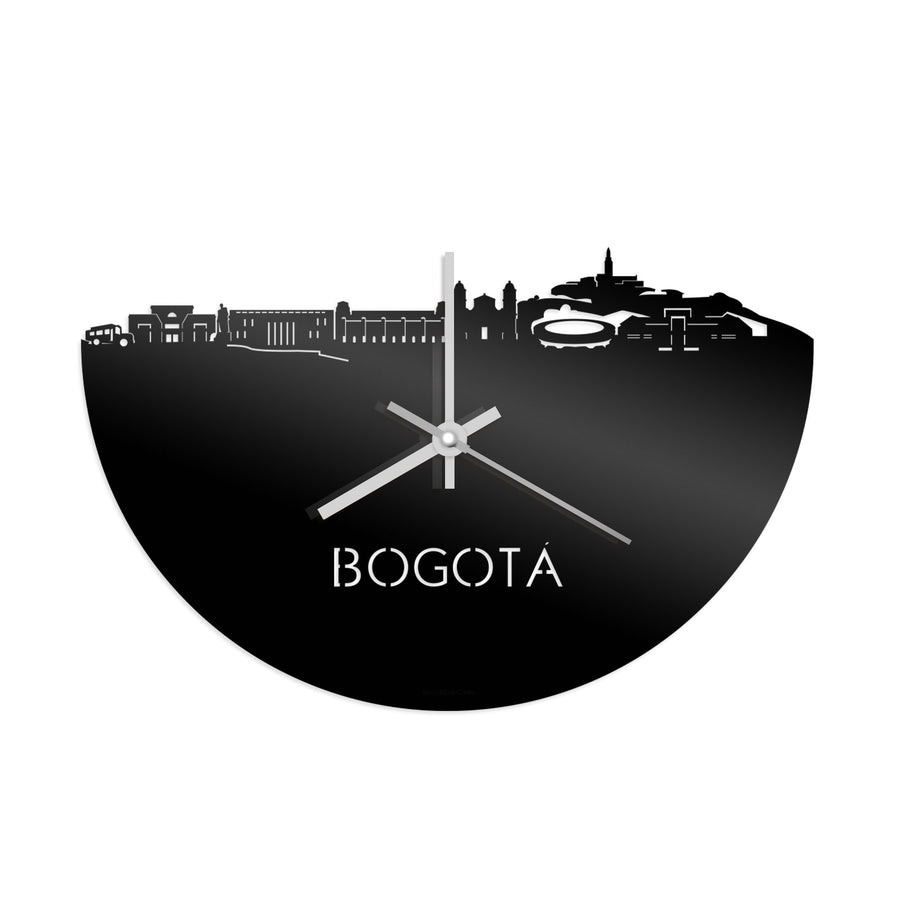Skyline Klok Bogotá Zwart glanzend gerecycled kunststof cadeau decoratie relatiegeschenk van WoodWideCities