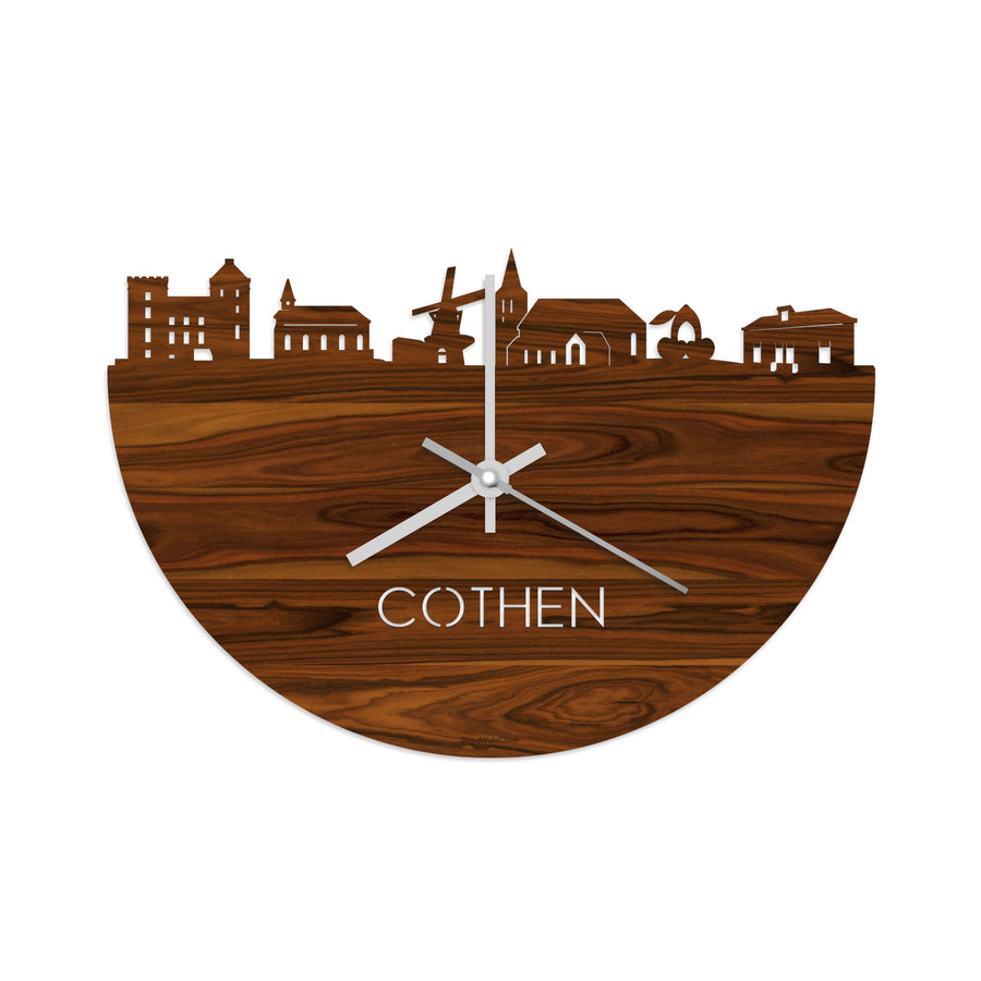 Skyline Klok Cothen Palissander houten cadeau decoratie relatiegeschenk van WoodWideCities