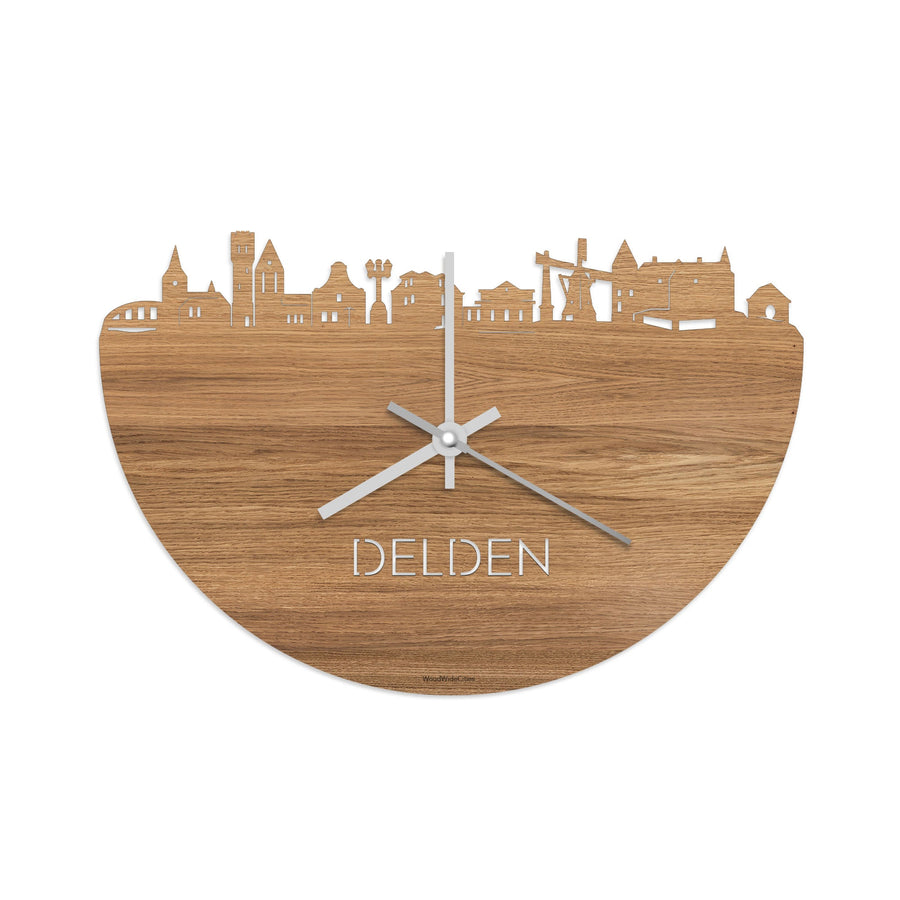 Skyline Klok Delden Eiken houten cadeau decoratie relatiegeschenk van WoodWideCities