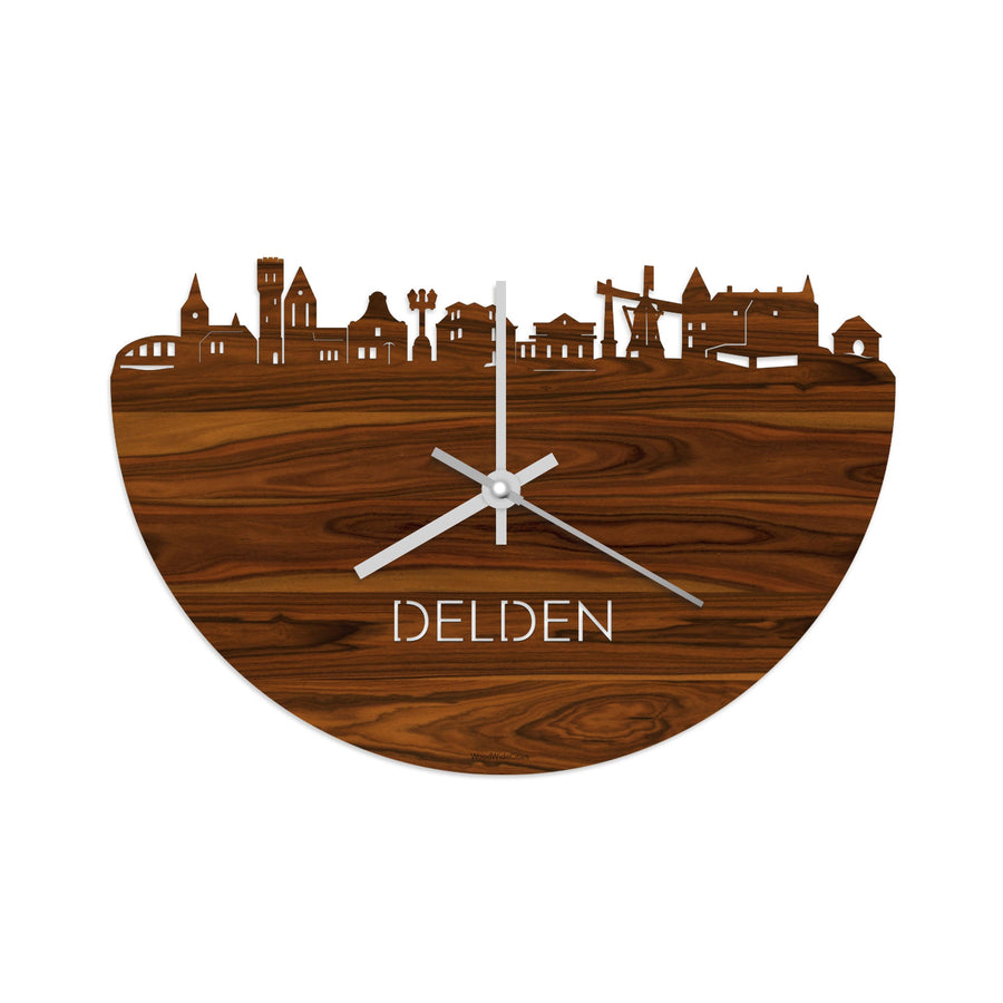 Skyline Klok Delden Palissander houten cadeau decoratie relatiegeschenk van WoodWideCities