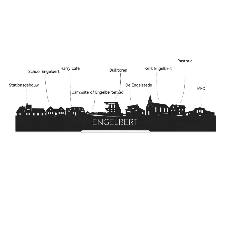 Skyline Klok Engelbert Eiken houten cadeau wanddecoratie relatiegeschenk van WoodWideCities