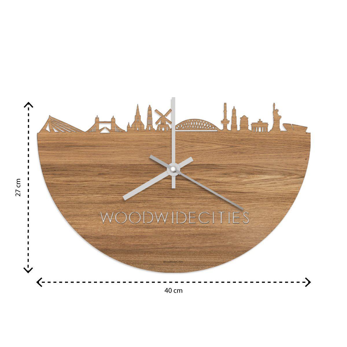 Skyline Klok Haarlem Eiken houten cadeau wanddecoratie relatiegeschenk van WoodWideCities