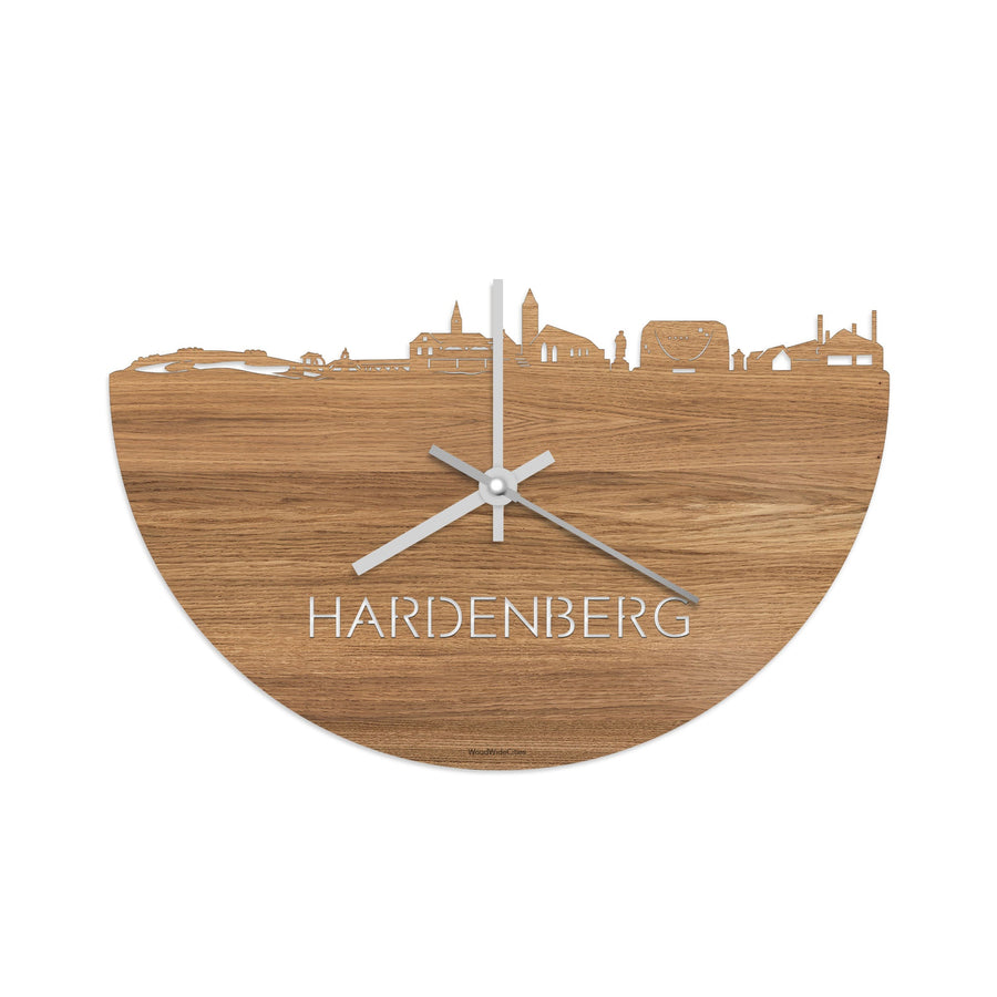Skyline Klok Hardenberg Eiken houten cadeau decoratie relatiegeschenk van WoodWideCities