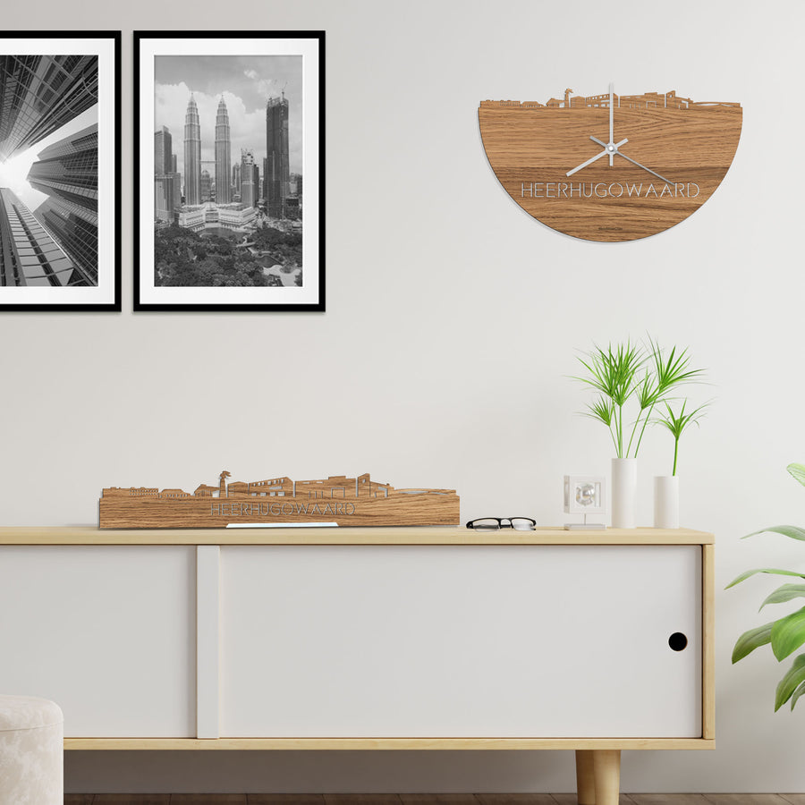 Skyline Klok Heerhugowaard Eiken houten cadeau decoratie relatiegeschenk van WoodWideCities