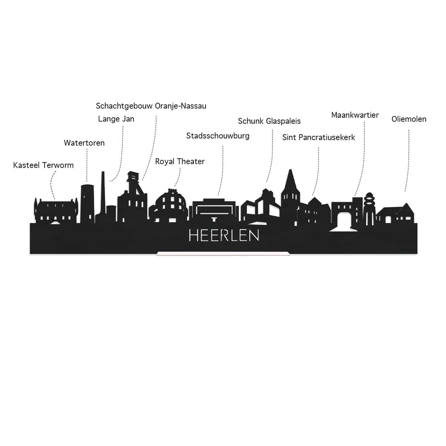 Skyline Klok Heerlen Palissander houten cadeau wanddecoratie relatiegeschenk van WoodWideCities