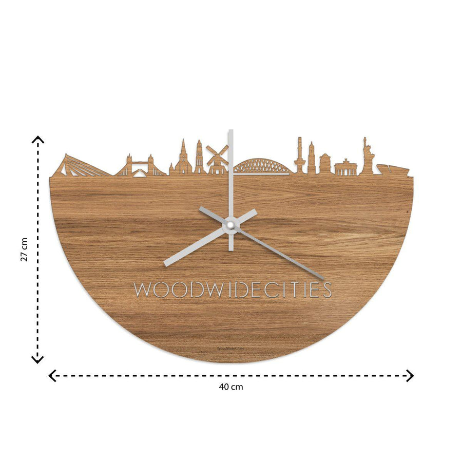 Skyline Klok Hoogeveen Eiken houten cadeau decoratie relatiegeschenk van WoodWideCities