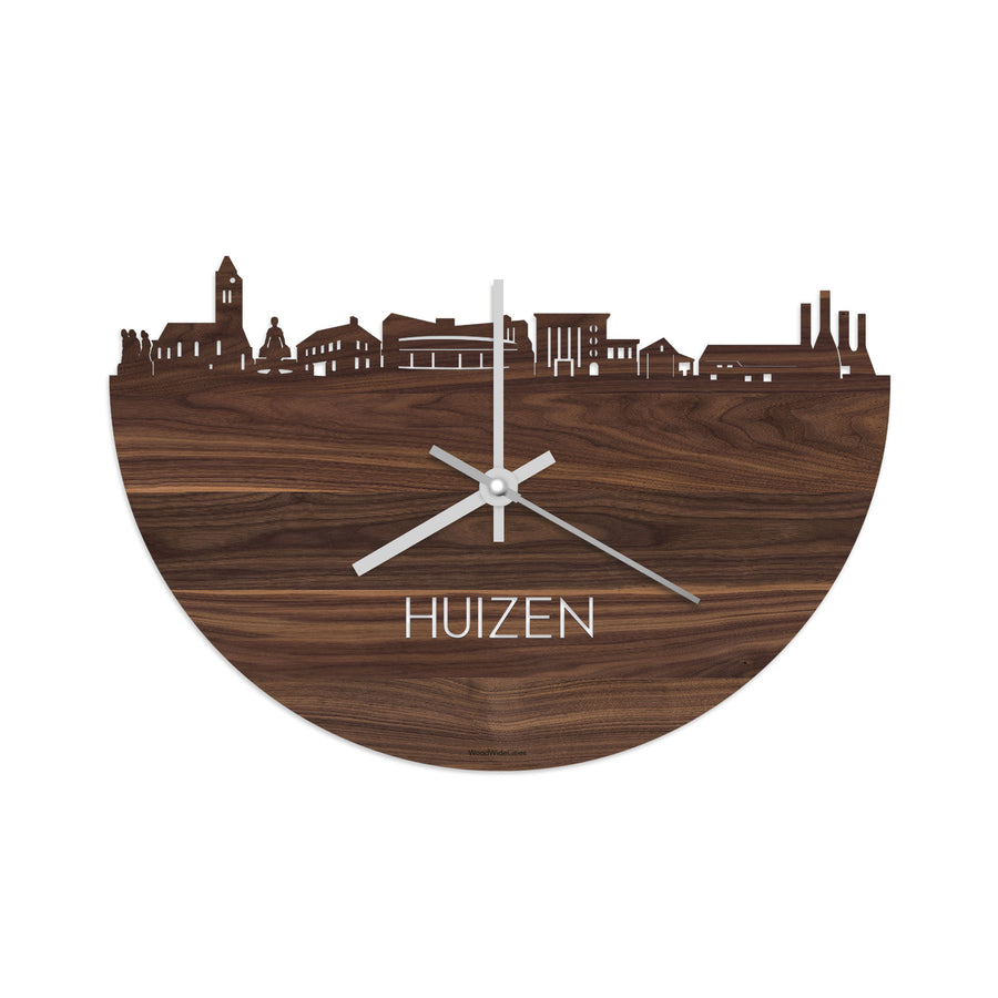 Skyline Klok Huizen Noten houten cadeau decoratie relatiegeschenk van WoodWideCities