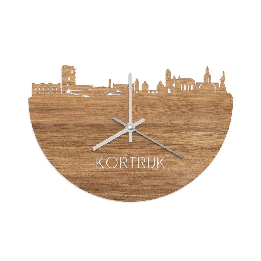 Skyline Klok Kortrijk Eiken houten cadeau decoratie relatiegeschenk van WoodWideCities
