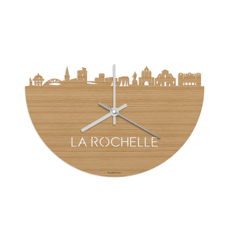 Skyline Klok La Rochelle Bamboe houten cadeau decoratie relatiegeschenk van WoodWideCities