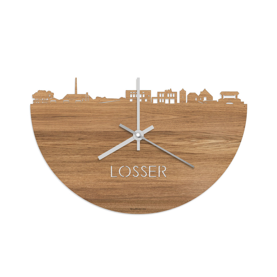 Skyline Klok Losser Eiken houten cadeau decoratie relatiegeschenk van WoodWideCities